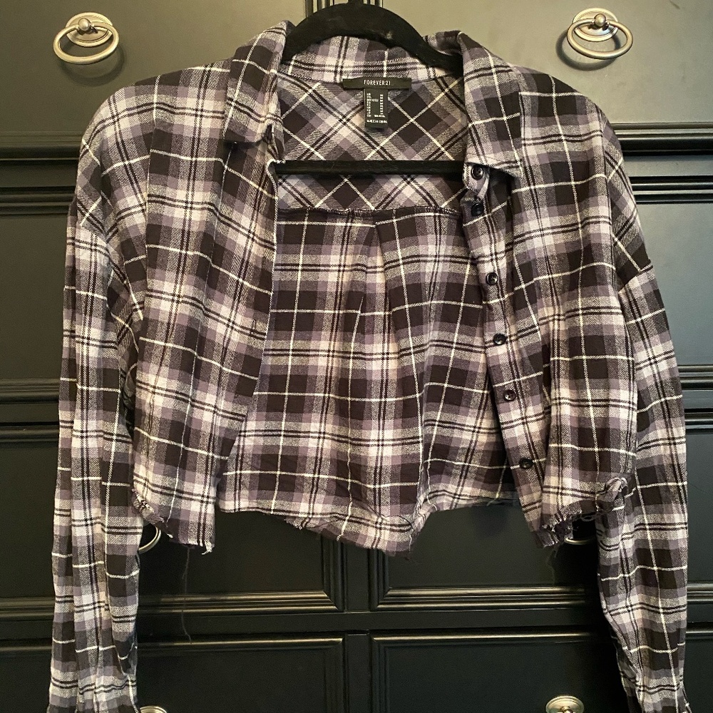 Cropped flannel shirt